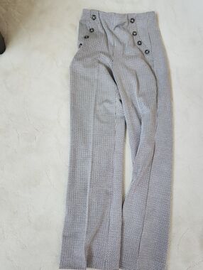 High-Waist Black & White Checkered Women’s Dress Pants